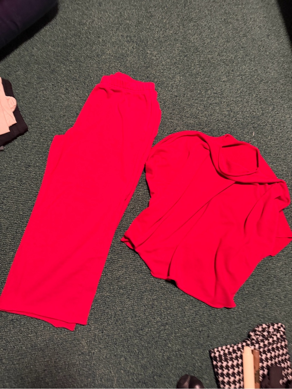 Bright Red Women's Wide-Leg Pants and Top Set
